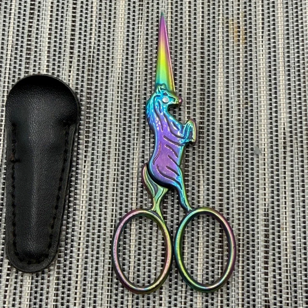 Unicorn Embroidery Scissors Rainbow Titanium Stainless Steel Sewing Snips 4.5 in